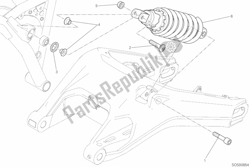 All parts for the Sospensione Posteriore of the Ducati Scrambler Cafe Racer Thailand USA 803 2018